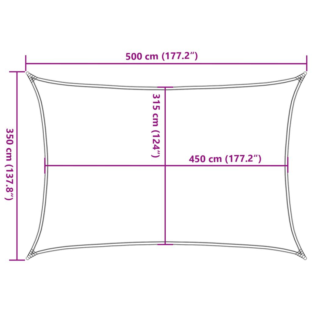 vidaXL Πανί Σκίασης Λευκό 3,5 x 5 μ. από HDPE 160 γρ./μ²