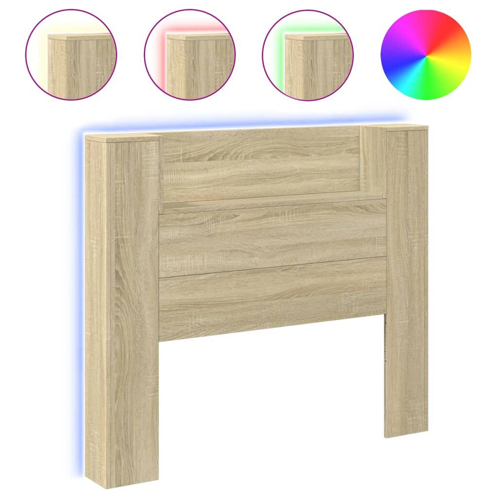 vidaXL Κεφαλάρι με Αποθηκ. Χώρο & LED Sonoma Δρυς 120x16,5x103,5 εκ.