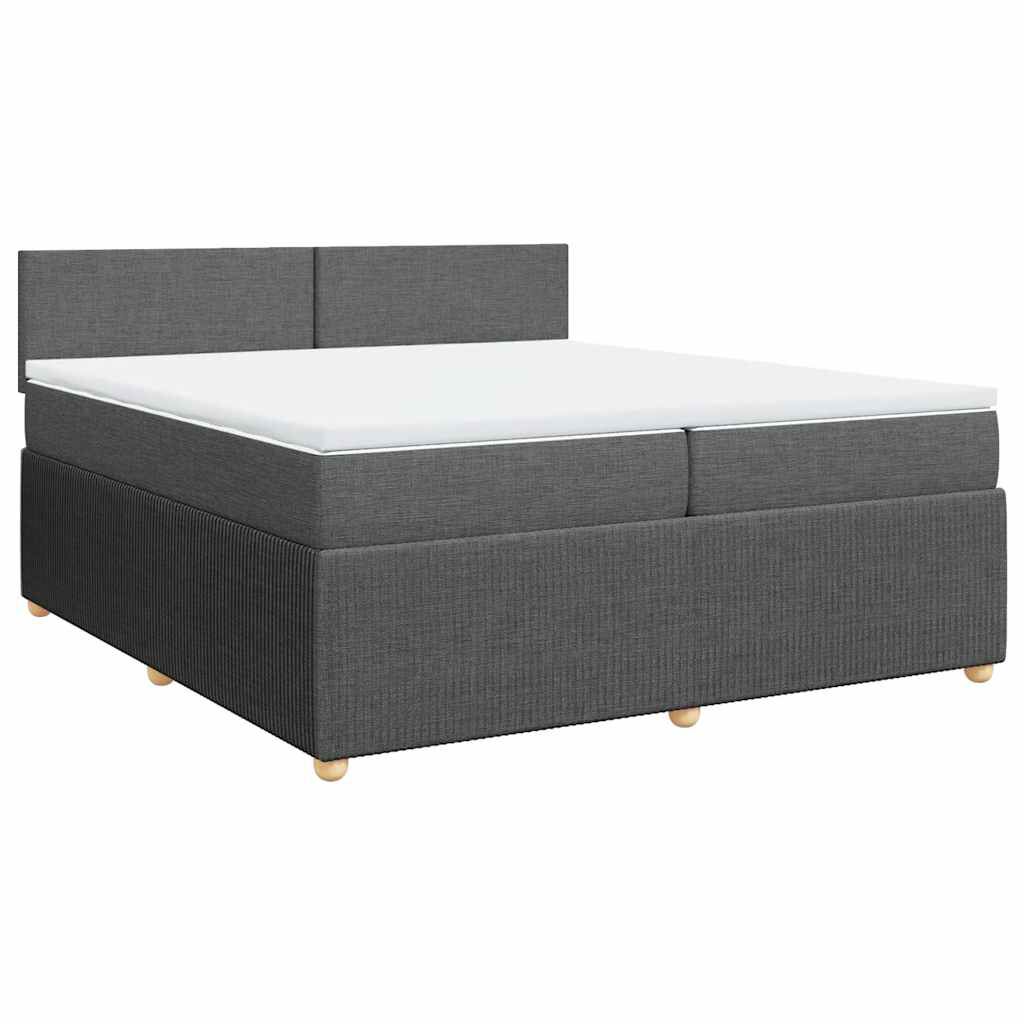 vidaXL Κρεβάτι Boxspring με Στρώμα Σκούρο Γκρι 200x200 εκ. Υφασμάτινο