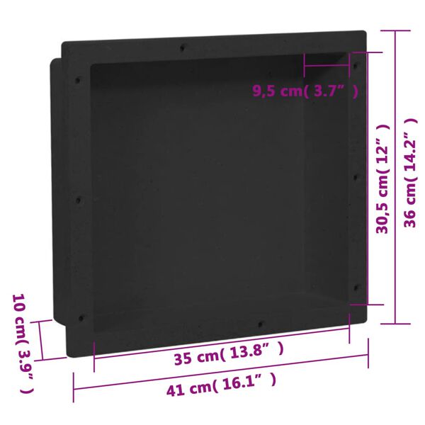 vidaXL Ράφι Ντουζιέρας Μαύρο Ματ 41 x 36 x 10 εκ.
