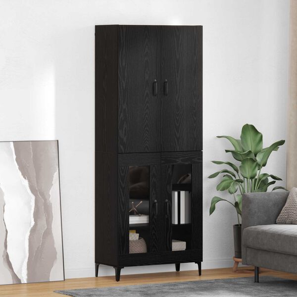 vidaXL Highboard &Mu;&alpha;ύ&rho;&eta; &Omicron;&xi;&upsilon;ά 69,5 x 34 x 180 &epsilon;&kappa;. &Epsilon;&pi;&epsilon;&xi;&epsilon;&rho;&gamma;&alpha;&sigma;&mu;έ&nu;&omicron; &xi;ύ&lambda;&omicron;