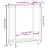 vidaXL Ξυλοθήκη με Τροχούς Μαύρη 76,5x40x108 εκ. Μασίφ Ξύλο Πεύκου