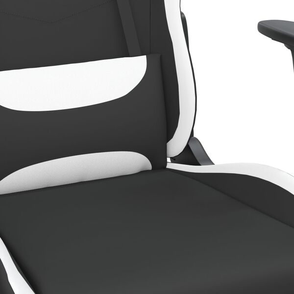 vidaXL Καρέκλα Gaming Μαύρο/Λευκό Ύφασμα με Υποπόδιο