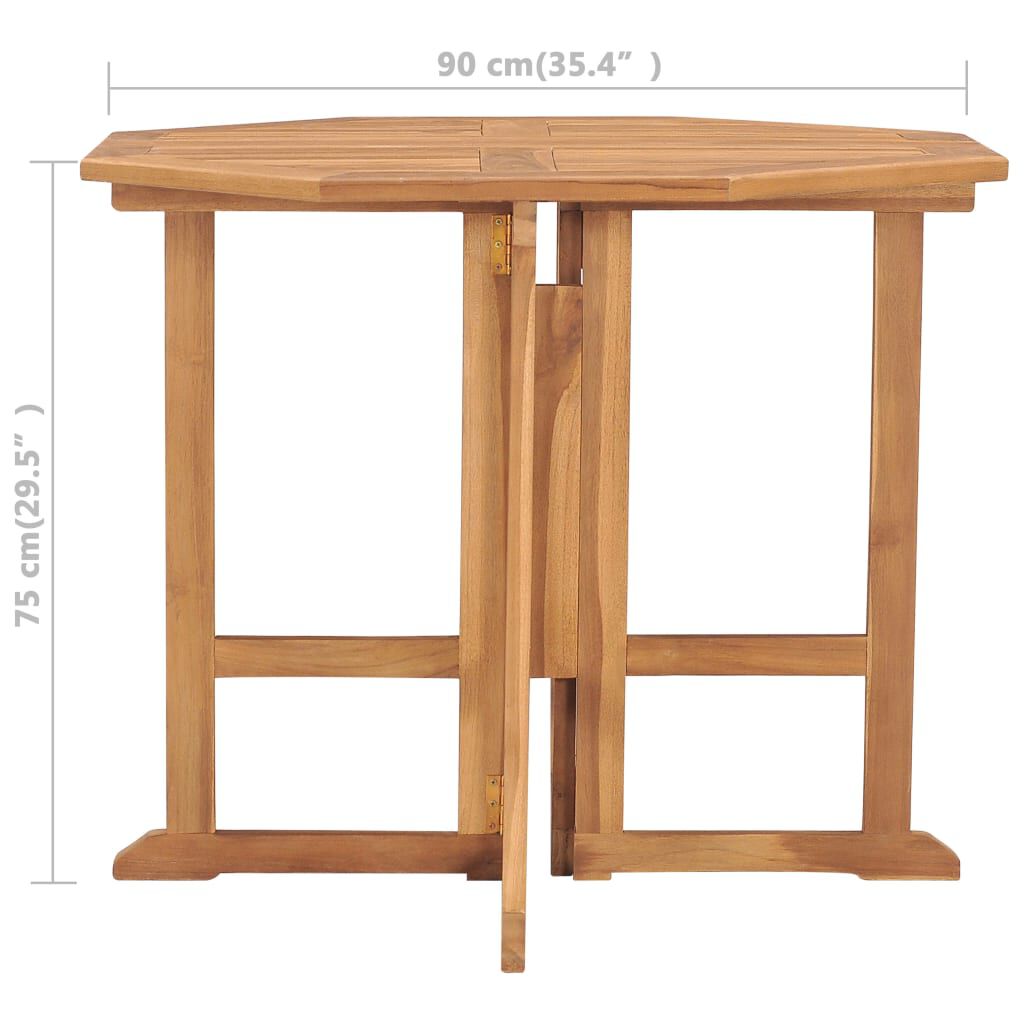 vidaXL Τραπεζαρία Κήπου Πτυσσόμενη 90 x 90 x 75 εκ. Μασίφ Ξύλο Teak