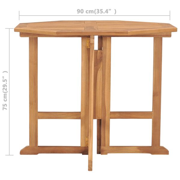 vidaXL Τραπεζαρία Κήπου Πτυσσόμενη 90 x 90 x 75 εκ. Μασίφ Ξύλο Teak
