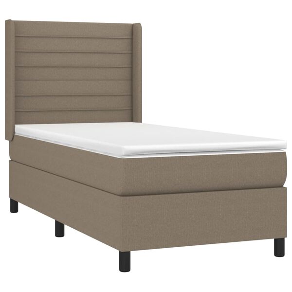 vidaXL &Kappa;&rho;&epsilon;&beta;ά&tau;&iota; Boxspring &mu;&epsilon; &Sigma;&tau;&rho;ώ&mu;&alpha; & LED Taupe 80x200 &epsilon;&kappa;. &Upsilon;&phi;&alpha;&sigma;&mu;ά&tau;&iota;&nu;&omicron;