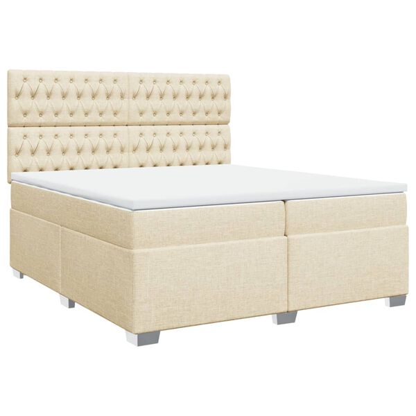 vidaXL &Kappa;&rho;&epsilon;&beta;ά&tau;&iota; Boxspring &mu;&epsilon; &Sigma;&tau;&rho;ώ&mu;&alpha; &Kappa;&rho;&epsilon;&mu; 200x200 &epsilon;&kappa;. &Upsilon;&phi;&alpha;&sigma;&mu;ά&tau;&iota;&nu;&omicron;
