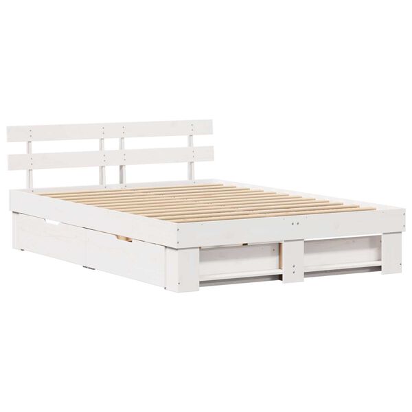 vidaXL Σκελετός Κρεβατιού Λευκό 150 x 200 cm Συμπαγές ξύλο πεύκου
