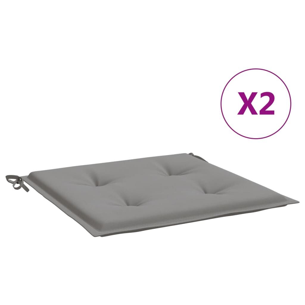 vidaXL Μαξιλάρια Καρέκλας Κήπου 2 τεμ. Γκρι 50x50x3 εκ. Υφασμάτινα