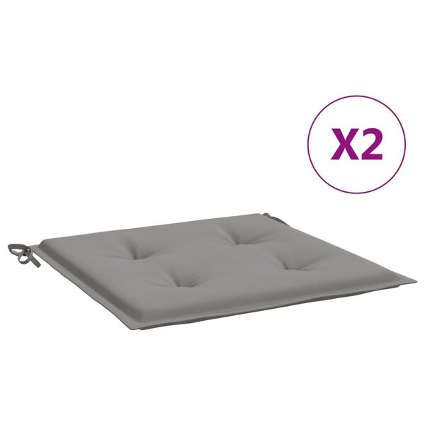 vidaXL Μαξιλάρια Καρέκλας Κήπου 2 τεμ. Γκρι 50x50x3 εκ. Υφασμάτινα