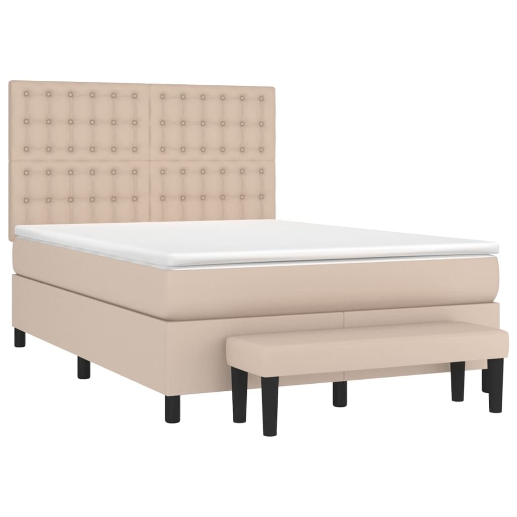 vidaXL Κρεβάτι Boxspring με Στρώμα Καπουτσίνο 140x200εκ.από Συνθ.Δέρμα