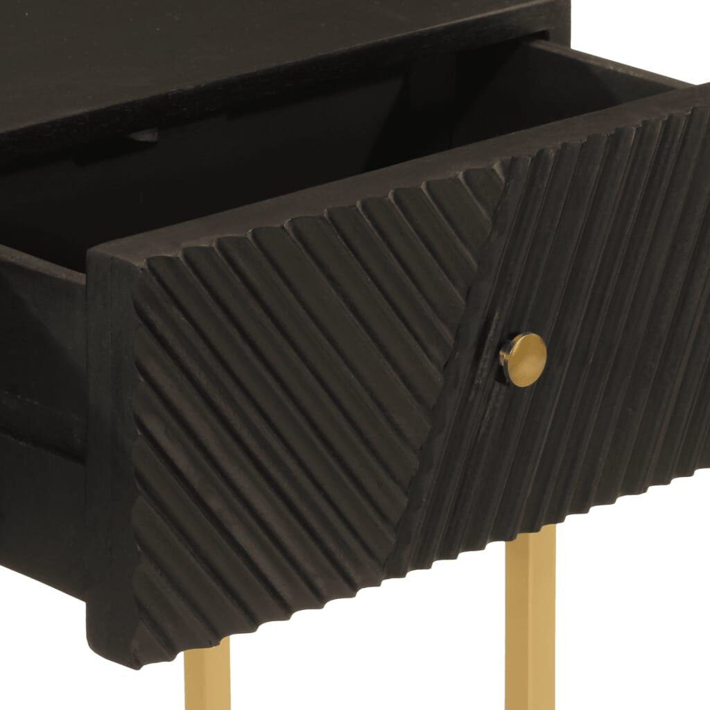 vidaXL Τραπέζι Κονσόλα Μαύρο 90x30x76 εκ. από Μασίφ Ξύλο Μάνγκο/Σίδηρο