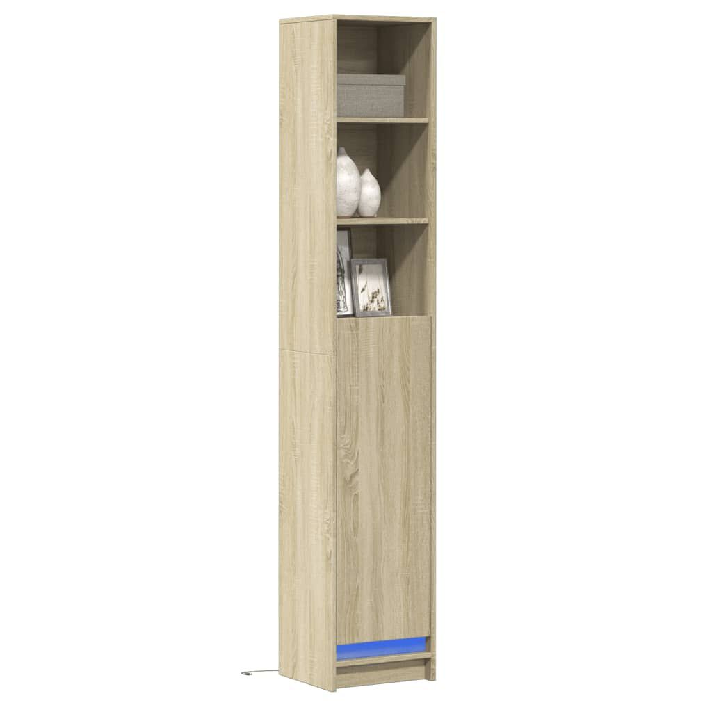 vidaXL Ντουλάπι με Φώτα LED Sonoma Δρυς 36x32,5x200 εκ. Επεξ. Ξύλο
