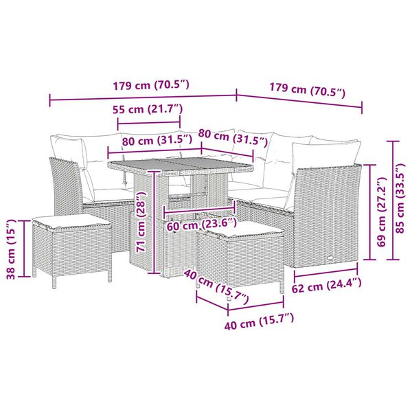 vidaXL Σετ Καναπέ Κήπου 8 pcs Μαύρο συνθετικό ρατάν