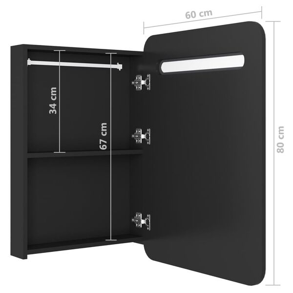 vidaXL Καθρέφτης Μπάνιου με Ντουλάπι / LED Μαύρο 60 x 11 x 80 εκ.