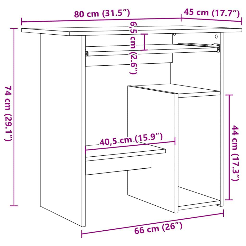 vidaXL Γραφείο Λευκό 80 x 45 x 74 εκ. από Επεξ. Ξύλο