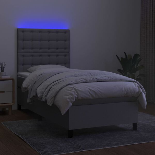 vidaXL &Kappa;&rho;&epsilon;&beta;ά&tau;&iota; Boxspring &mu;&epsilon; &Sigma;&tau;&rho;ώ&mu;&alpha; & LED &Alpha;&nu;.&Gamma;&kappa;&rho;&iota; 90x200 &epsilon;&kappa;. &Upsilon;&phi;&alpha;&sigma;&mu;ά&tau;&iota;&nu;&omicron;