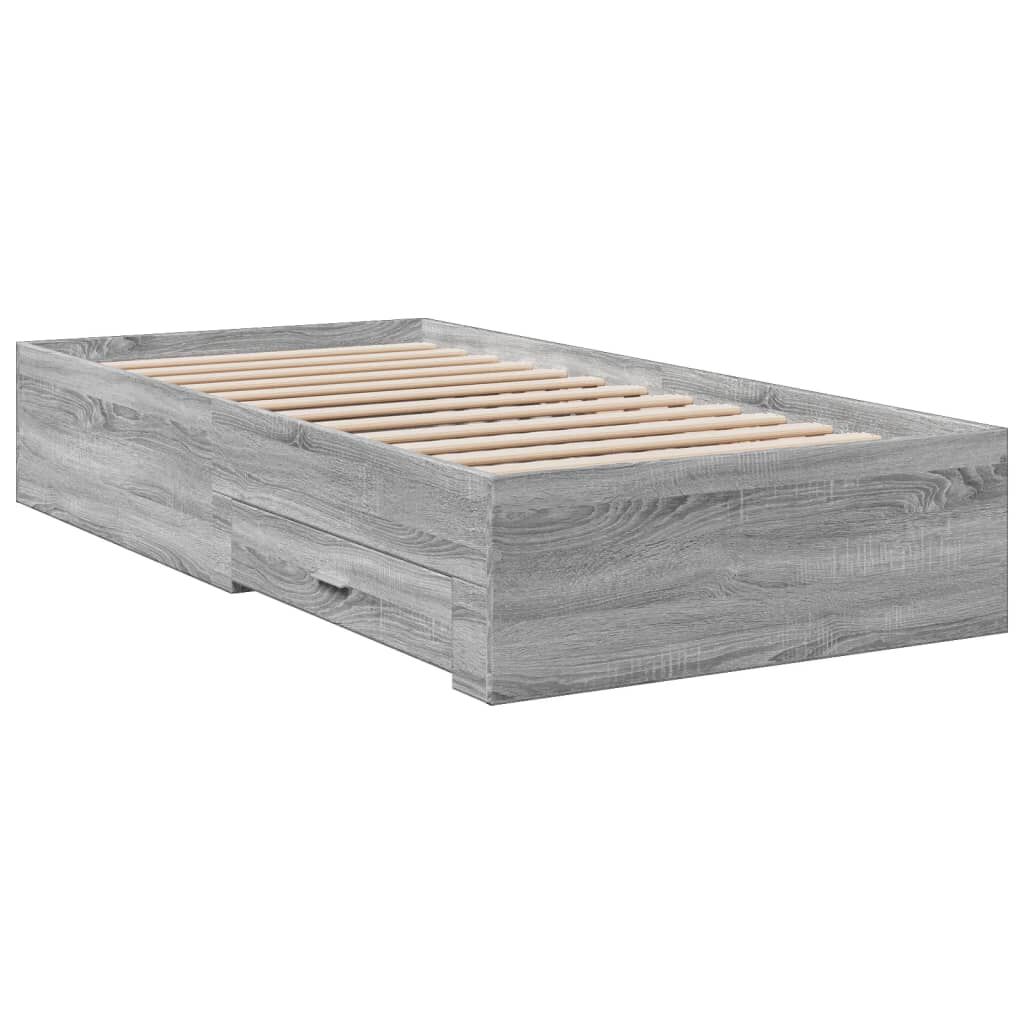 vidaXL Πλαίσιο Κρεβατιού με συρτάρια Γκρι sonoma 90x200εκ. Επεξ. Ξύλο