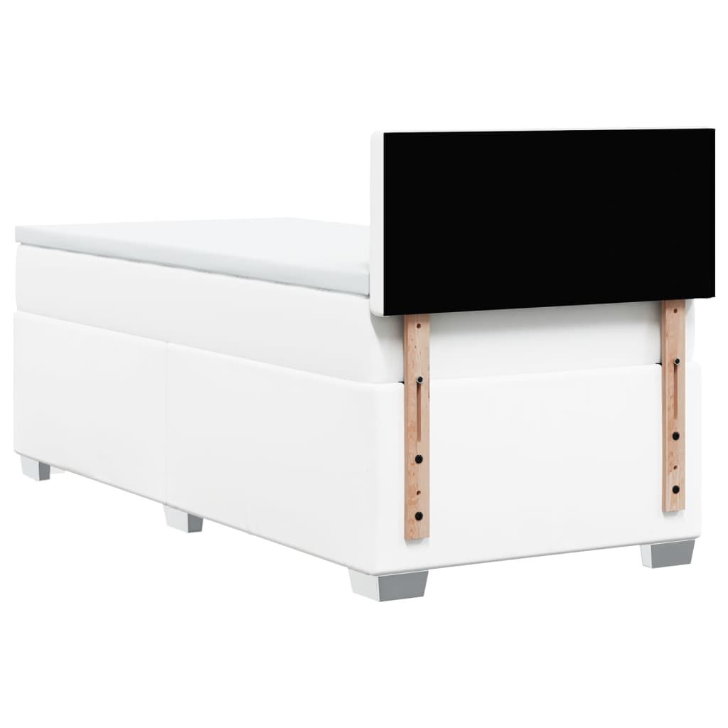 vidaXL Κρεβάτι Boxspring με Στρώμα Λευκό 100x200εκ.από Συνθετικό Δέρμα