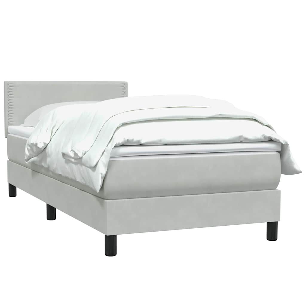 vidaXL Box Spring κρεβάτι με στρώμα ανοιχτό γκρι 80x220 cm Βελούδινο