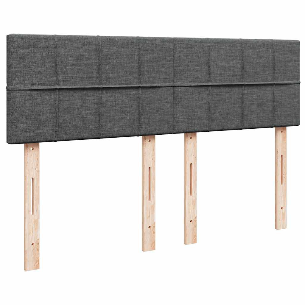 vidaXL Κρεβάτι Boxspring με Στρώμα Σκούρο Γκρι 140x190 εκ. Υφασμάτινο