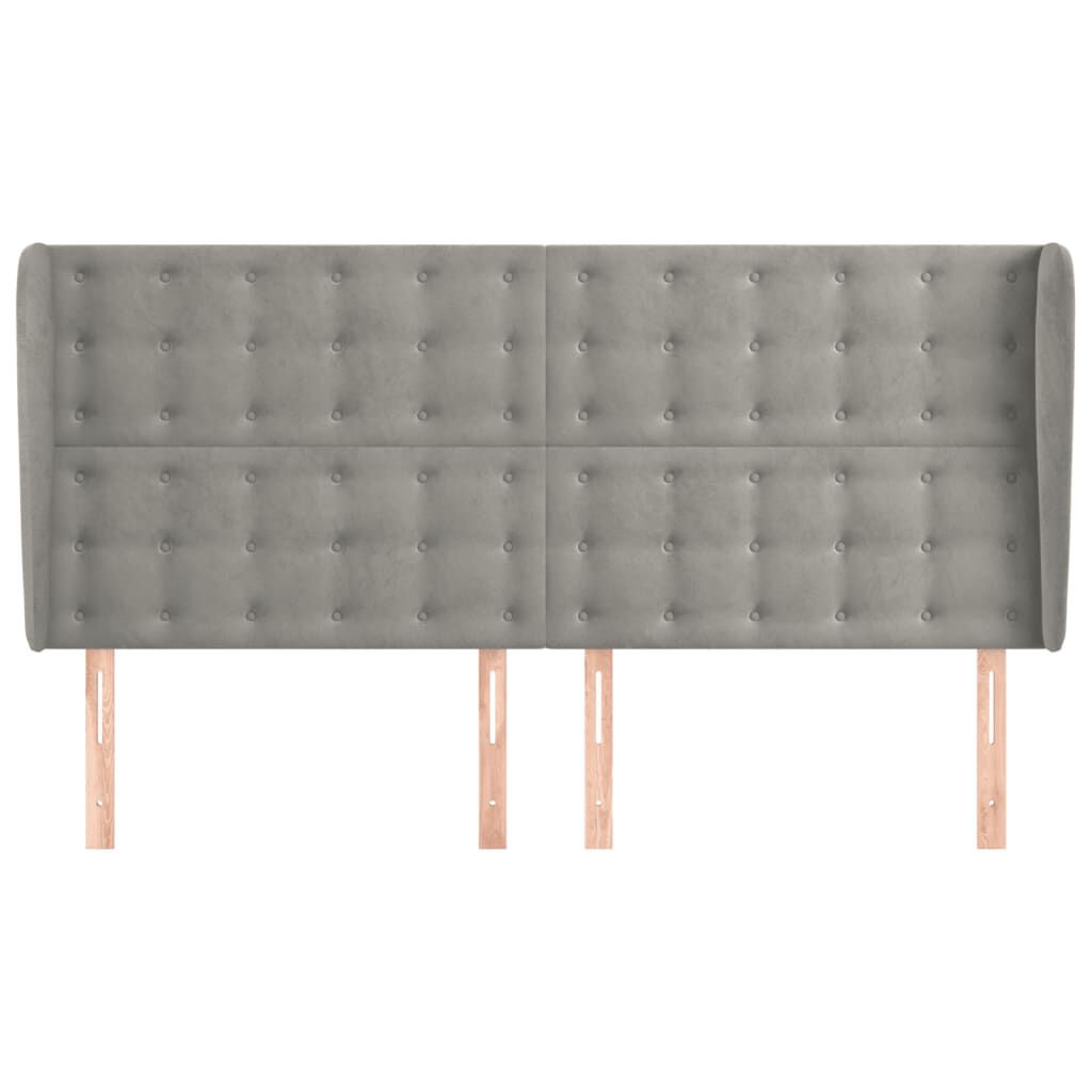vidaXL Κεφαλάρι με Πτερύγια Ανοιχτό Γκρι 183x23x118/128 εκ. Βελούδινο