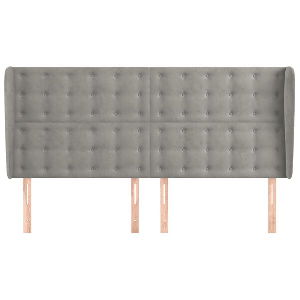 vidaXL Κεφαλάρι με Πτερύγια Ανοιχτό Γκρι 183x23x118/128 εκ. Βελούδινο