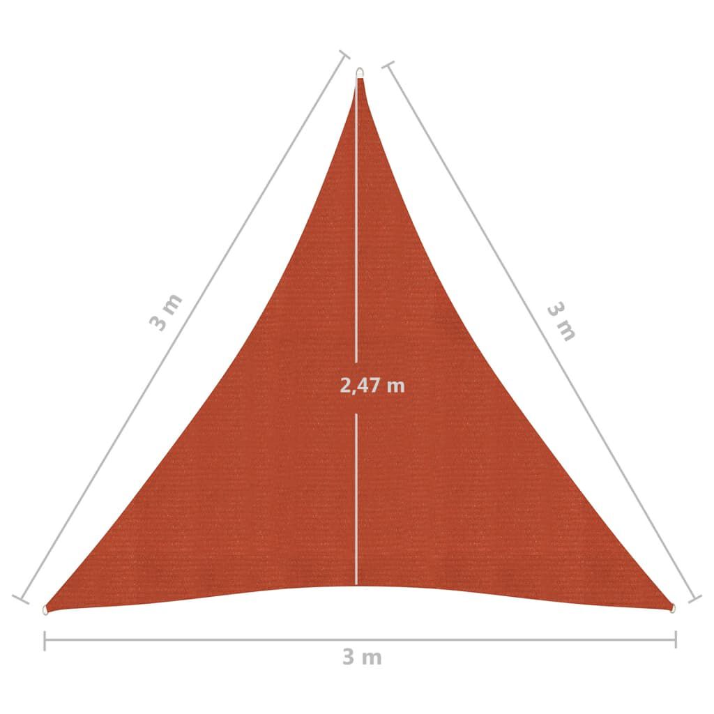vidaXL Πανί Σκίασης Τερακότα 3 x 3 x 3 μ. από HDPE 160 γρ/μ²