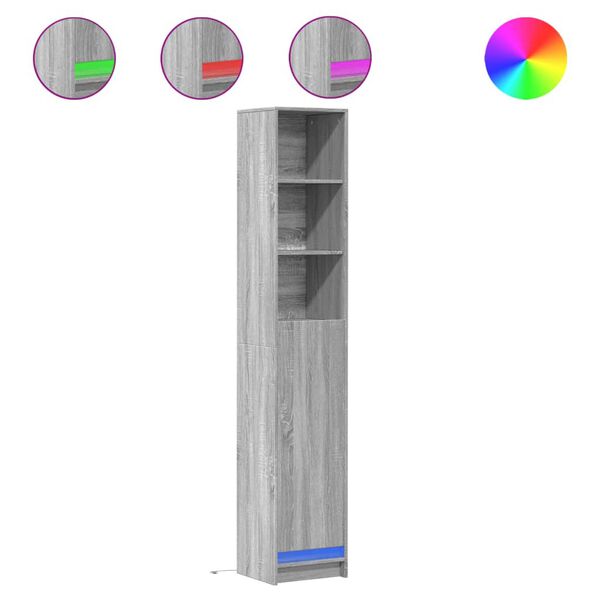 vidaXL &Nu;&tau;&omicron;&upsilon;&lambda;ά&pi;&iota; &mu;&epsilon; &Phi;ώ&tau;&alpha; LED &Gamma;&kappa;&rho;&iota; Sonoma 36x32,5x200 &epsilon;&kappa;. &Epsilon;&pi;&epsilon;&xi;. &Xi;ύ&lambda;&omicron;