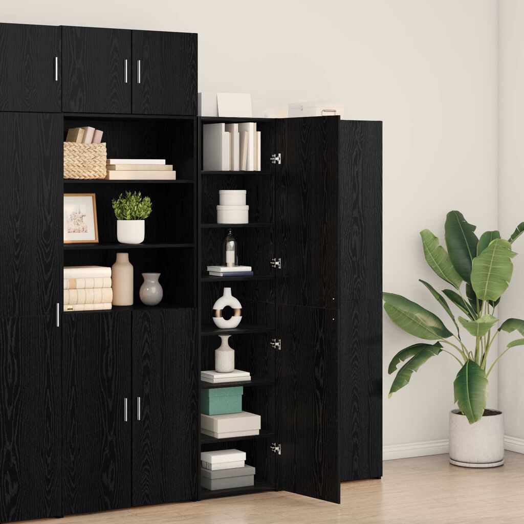 vidaXL Υψηλό Ντουλάπι Μαύρης Βελανιδιάς 45x42.5x185 εκ Επεξεργασμένο Ξύλο