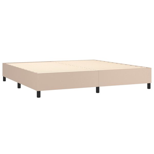 vidaXL Κρεβάτι Boxspring με Στρώμα Καπουτσίνο 200x200εκ.από Συνθ.Δέρμα
