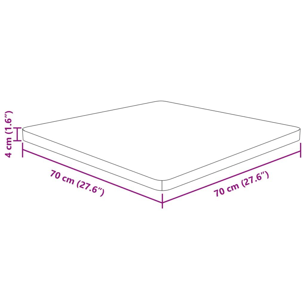vidaXL Επιφάνεια Τραπεζιού Τετράγωνη 70x70x4 εκ. Μασίφ Ξύλο Δρυός