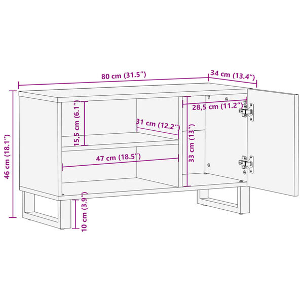 vidaXL Έπιπλο Τηλεόρασης 80x34x46 εκ. από Μασίφ Ξύλο Ακακίας