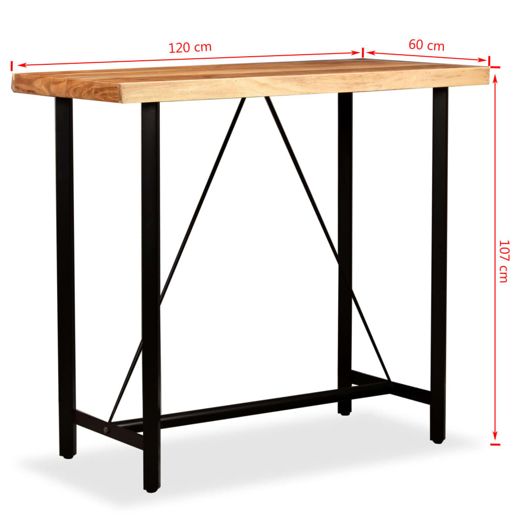 vidaXL Τραπέζι Μπαρ 120 x 60 x 107 εκ. από Μασίφ Ξύλο Ακακίας