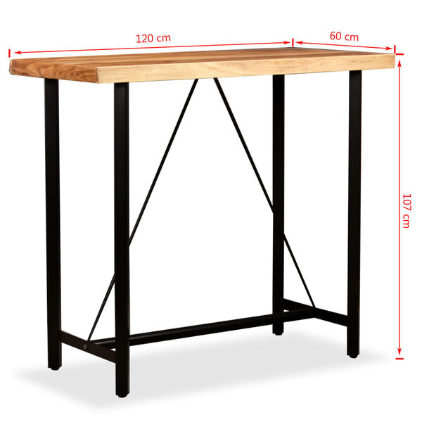 vidaXL Τραπέζι Μπαρ 120 x 60 x 107 εκ. από Μασίφ Ξύλο Ακακίας