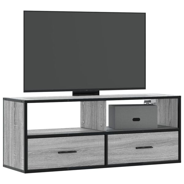 vidaXL Έπιπλο Τηλεόρασης Γκρι Sonoma 100x31x39,5 εκ. Επεξ.Ξύλο/Μέταλλο