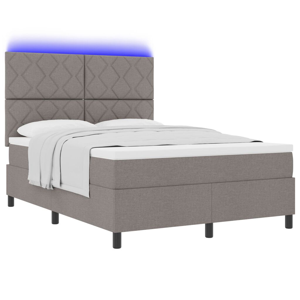 vidaXL Κρεβάτι με Βάση και Στρώμα & LED Ταμπά 160x200 εκ. Υφασμάτινο