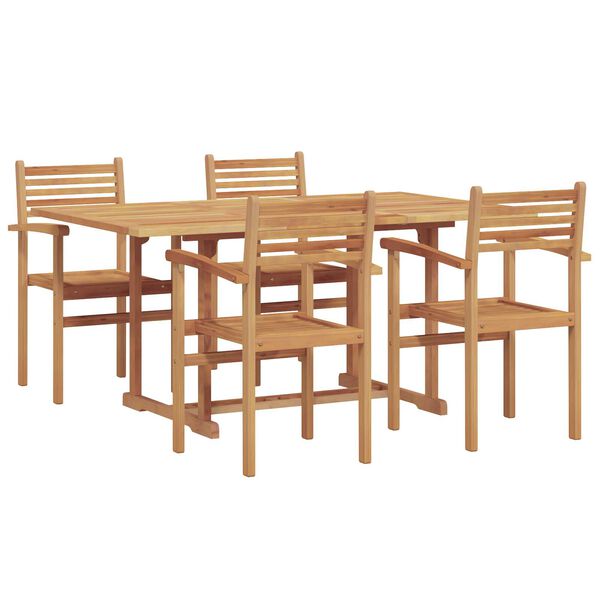vidaXL Σέτ φαγητού για κήπο 5 pcs Καστανό Μασίφ ξύλο teak