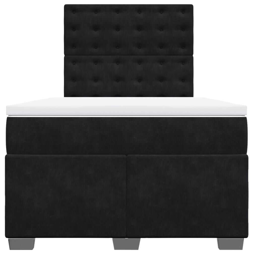 vidaXL Κρεβάτι Boxspring με Στρώμα Μαύρο 120 x 200 εκ. Βελούδινο