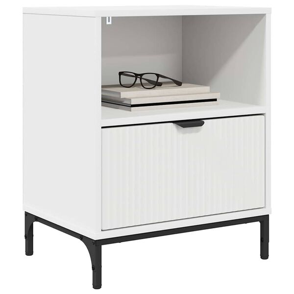 vidaXL Κομοδίνο με συρτάρι Λευκό 49 x 36 x 61 εκ Επεξεργασμένο ξύλο