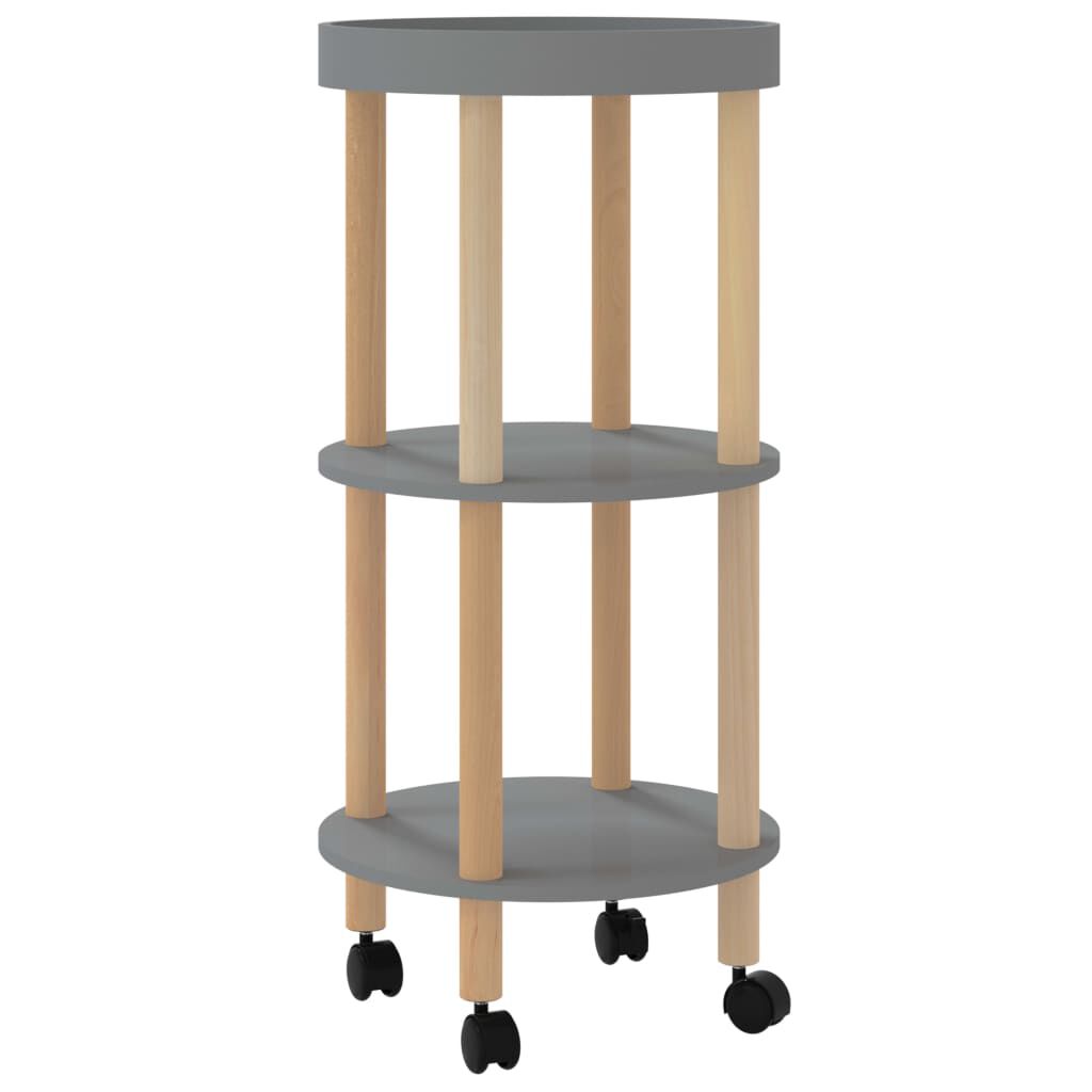 vidaXL Τρόλεϊ 3 Επιπέδων Γκρι 38 x 38 x 82 εκ. Επεξ. Ξύλο/Μασίφ Πεύκο