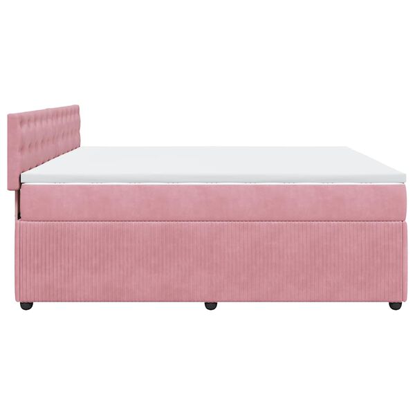 vidaXL Κρεβάτι Boxspring με Στρώμα Ροζ 180x200 εκ. Βελούδινο
