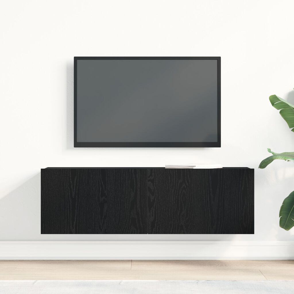 vidaXL Μαύρη Δρυς Τοίχου Τηλεοπτική Ντουλάπα 100x30x30 εκ. Κατασκευασμένη από Συνθετικό Ξύλο