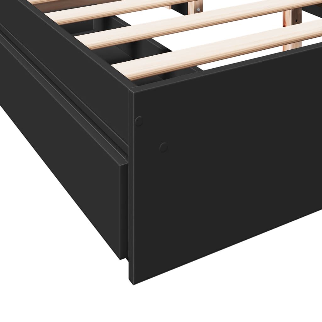 vidaXL Πλαίσιο Κρεβατιού με Συρτάρια Μαύρο 150 x 200 εκ. Επεξεργ. Ξύλο