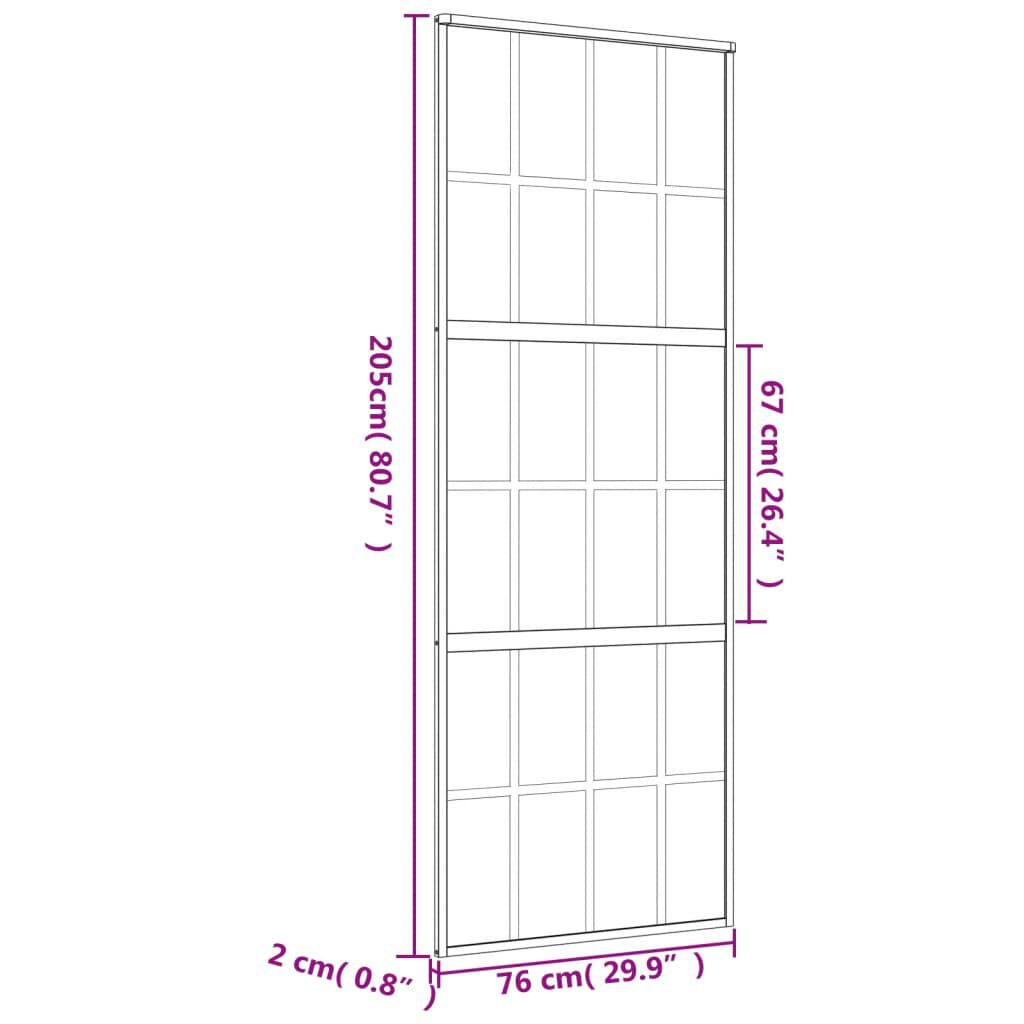 vidaXL Συρόμενη Πόρτα Χρυσή 76 x 205 εκ. από Γυαλί ESG και Αλουμίνιο