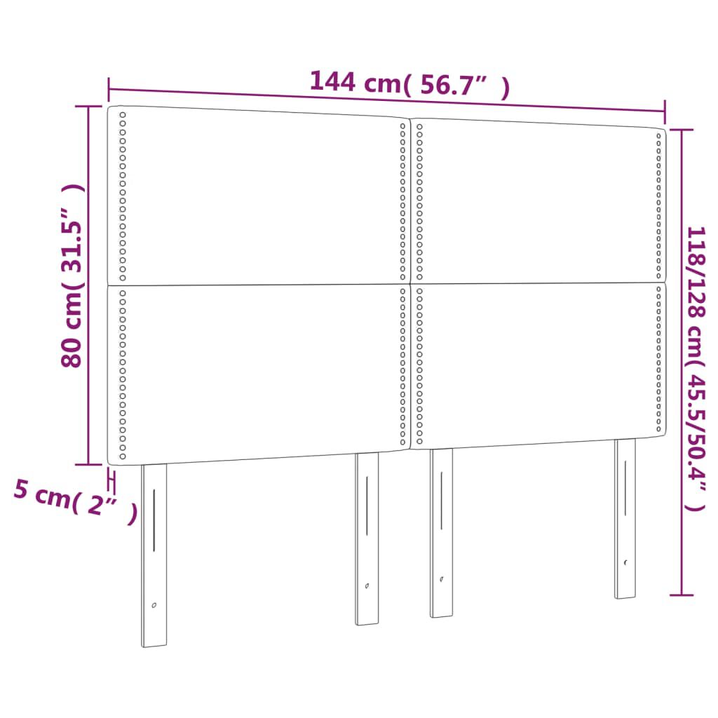 vidaXL Κεφαλάρι Κρεβατιού LED Ανοιχτό Γκρι 144x5x118/128 εκ. Βελούδινο