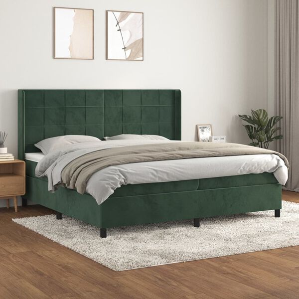 vidaXL &Kappa;&rho;&epsilon;&beta;ά&tau;&iota; Boxspring &mu;&epsilon; &Sigma;&tau;&rho;ώ&mu;&alpha; &Sigma;&kappa;&omicron;ύ&rho;&omicron; &Pi;&rho;ά&sigma;&iota;&nu;&omicron; 200x200&epsilon;&kappa;. &Beta;&epsilon;&lambda;&omicron;ύ&delta;&iota;&nu;&omicron;