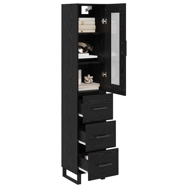 vidaXL Highboard &Mu;&alpha;ύ&rho;&eta; &Omicron;&xi;&upsilon;ά 34,5 x 34 x 180 &epsilon;&kappa;. &Epsilon;&pi;&epsilon;&xi;&epsilon;&rho;&gamma;&alpha;&sigma;&mu;έ&nu;&omicron; &xi;ύ&lambda;&omicron;
