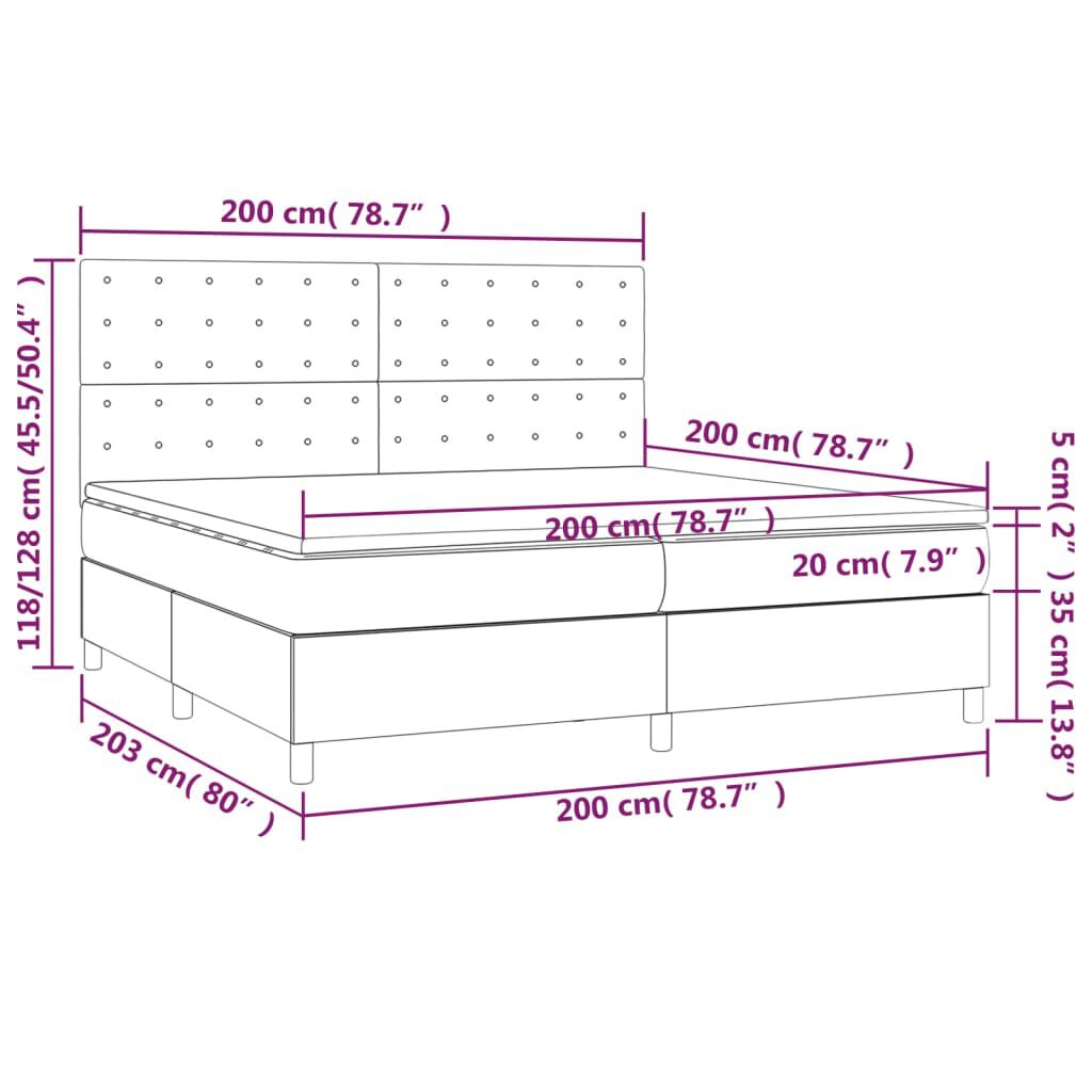 vidaXL Κρεβάτι Boxspring με Στρώμα Καπουτσίνο 200x200εκ.από Συνθ.Δέρμα