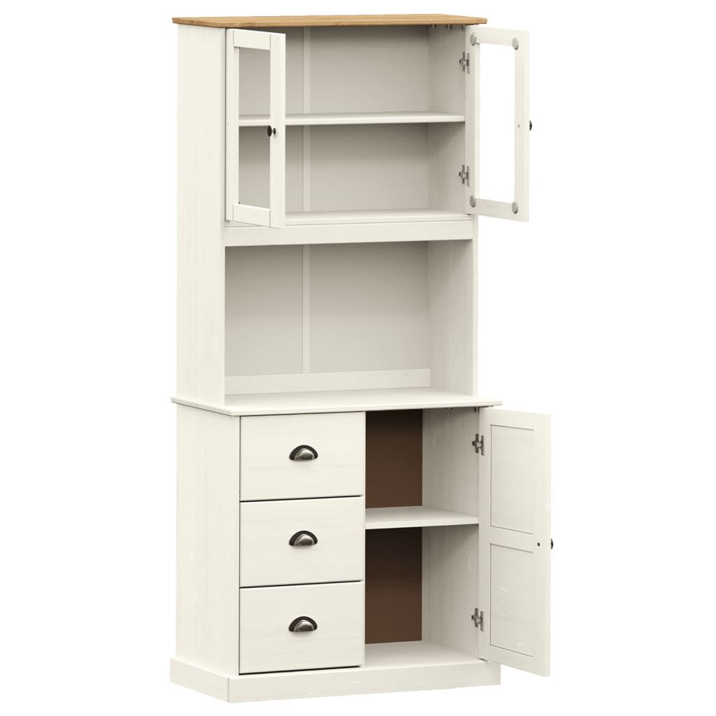 vidaXL Βιτρίνα VIGO Λευκή 78 x 40 x 175 εκ. από Μασίφ Ξύλο Πεύκου